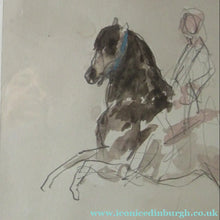 Load image into Gallery viewer, Antoine de la Boulaye Vintage Drawing of a Man on a Horse. Signed in Pencil. Contemporary French Art
