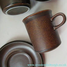 Load image into Gallery viewer, Set of Six Ruska Smaller Coffee Cups and Saucers 1960s Ulla Procope. Made in Finland
