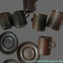 Load image into Gallery viewer, Set of Six Ruska Smaller Coffee Cups and Saucers 1960s Ulla Procope. Made in Finland
