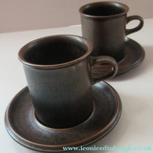 Load image into Gallery viewer, Set of Six Ruska Smaller Coffee Cups and Saucers 1960s Ulla Procope. Made in Finland
