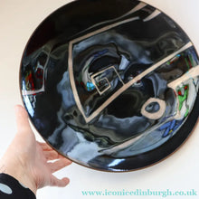 Load image into Gallery viewer, ARRAN INTEREST. Very Large Abstract Enamel Copper Dish by Ann Robin Banks (1931 - 2007). 15 1/2 inches
