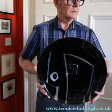 Load image into Gallery viewer, ARRAN INTEREST. Very Large Abstract Enamel Copper Dish by Ann Robin Banks (1931 - 2007). 15 1/2 inches
