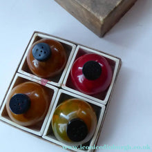 Load image into Gallery viewer, Set of Four Art Decl Bakelite Pepper Pots. Original Box 1930s
