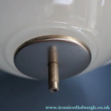 Load image into Gallery viewer, ART DECO 1940s GERMAN Siemens White Opaque Glass Pendant shade. Original chrome fittings
