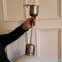 Load image into Gallery viewer, ART DECO 1940s GERMAN Siemens White Opaque Glass Pendant shade. Original chrome fittings
