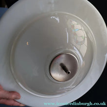 Load image into Gallery viewer, ART DECO 1940s GERMAN Siemens White Opaque Glass Pendant shade. Original chrome fittings
