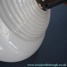 Load image into Gallery viewer, ART DECO 1940s GERMAN Siemens White Opaque Glass Pendant shade. Original chrome fittings

