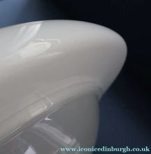 Load image into Gallery viewer, ART DECO 1940s GERMAN Siemens White Opaque Glass Pendant shade. Original chrome fittings
