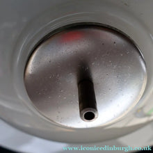Load image into Gallery viewer, ART DECO 1940s GERMAN Siemens White Opaque Glass Pendant shade. Original chrome fittings
