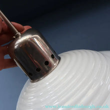 Load image into Gallery viewer, ART DECO 1940s GERMAN Siemens White Opaque Glass Pendant shade. Original chrome fittings

