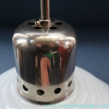 Load image into Gallery viewer, ART DECO 1940s GERMAN Siemens White Opaque Glass Pendant shade. Original chrome fittings
