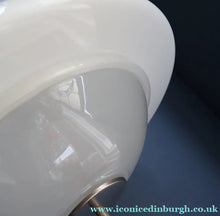 Load image into Gallery viewer, ART DECO 1940s GERMAN Siemens White Opaque Glass Pendant shade. Original chrome fittings
