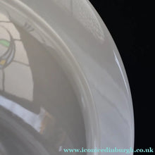 Load image into Gallery viewer, ART DECO 1940s GERMAN Siemens White Opaque Glass Pendant shade. Original chrome fittings
