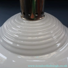 Load image into Gallery viewer, ART DECO 1940s GERMAN Siemens White Opaque Glass Pendant shade. Original chrome fittings
