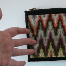 Load image into Gallery viewer, 1930s Geometric Tapestry Bag with Zig Zag Emroidered Design
