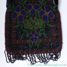 Load image into Gallery viewer, ART DECO Glass Beaded Bag with Unusual Black Clasp and Handle. LARGE Fabulous Vintage Evening Bag
