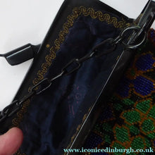 Load image into Gallery viewer, ART DECO Glass Beaded Bag with Unusual Black Clasp and Handle. LARGE Fabulous Vintage Evening Bag
