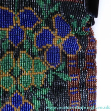 Load image into Gallery viewer, ART DECO Glass Beaded Bag with Unusual Black Clasp and Handle. LARGE Fabulous Vintage Evening Bag - Vintage Handbag
