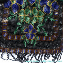 Load image into Gallery viewer, ART DECO Glass Beaded Bag with Unusual Black Clasp and Handle. LARGE Fabulous Vintage Evening Bag
