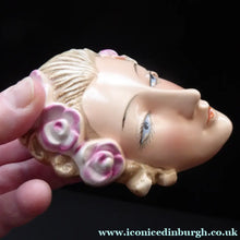 Load image into Gallery viewer, Goebel Wall Mask Miniature Size Lady with Pink Flowers in her Hair

