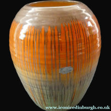 Load image into Gallery viewer, LARGE Shelley Harmony "Dripware" Vase. Orange and Cream Hues with Lots of Streaks: 8 1/2 inches
