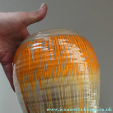 Load image into Gallery viewer, LARGE Shelley Harmony "Dripware" Vase. Orange and Cream Hues with Lots of Streaks: 8 1/2 inches
