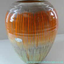 Load image into Gallery viewer, LARGE Shelley Harmony "Dripware" Vase. Orange and Cream Hues with Lots of Streaks: 8 1/2 inches
