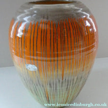 Load image into Gallery viewer, LARGE Shelley Harmony "Dripware" Vase. Orange and Cream Hues with Lots of Streaks: 8 1/2 inches
