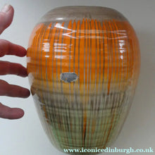Load image into Gallery viewer, LARGE Shelley Harmony "Dripware" Vase. Orange and Cream Hues with Lots of Streaks: 8 1/2 inches
