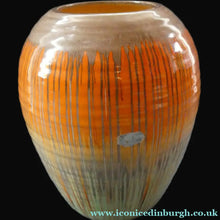 Load image into Gallery viewer, LARGE Shelley Harmony "Dripware" Vase. Orange and Cream Hues with Lots of Streaks: 8 1/2 inches
