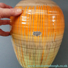 Load image into Gallery viewer, LARGE Shelley Harmony "Dripware" Vase. Orange and Cream Hues with Lots of Streaks: 8 1/2 inches
