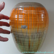 Load image into Gallery viewer, LARGE Shelley Harmony "Dripware" Vase. Orange and Cream Hues with Lots of Streaks: 8 1/2 inches
