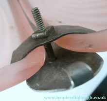Load image into Gallery viewer, Antique ART DECO Sugar Pink Pressed Glass Pendant Lampshade with Jumping Nude Lady 
