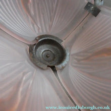 Load image into Gallery viewer, Antique ART DECO Sugar Pink Pressed Glass Pendant Lampshade with Jumping Nude Lady 

