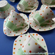 Load image into Gallery viewer, ART DECO Tams Ware Pottery Rainbow Polka Dots Complete Coffee Set. Extremely Rare
