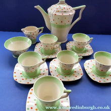 Load image into Gallery viewer, ART DECO Tams Ware Pottery Rainbow Polka Dots Complete Coffee Set. Extremely Rare
