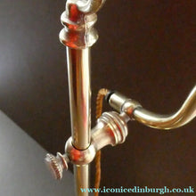 Load image into Gallery viewer, ART NOUVEAU Brass Table Lamp. Genuine Antique Desk Lamp with Moveable Swan Neck Arm. VASELINE SHADE

