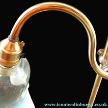 Load image into Gallery viewer, ART NOUVEAU Brass Table Lamp. Genuine Antique Desk Lamp with Moveable Swan Neck Arm. VASELINE SHADE
