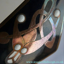 Load image into Gallery viewer, CELTIC Style Copper and Enamel BROOCH. Designed by John Leman, Scotland

