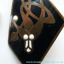 Load image into Gallery viewer, CELTIC Style Copper and Enamel BROOCH. Designed by John Leman, Scotland
