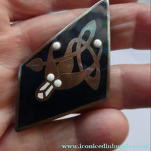 Load image into Gallery viewer, CELTIC Style Copper and Enamel BROOCH. Designed by John Leman, Scotland
