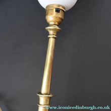Load image into Gallery viewer, ART NOUVEAU Early 20th Century Brass Table Lamp with White Glass Shade. REWIRED

