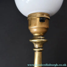 Load image into Gallery viewer, ART NOUVEAU Early 20th Century Brass Table Lamp with White Glass Shade. REWIRED


