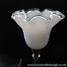 Load image into Gallery viewer, ART NOUVEAU Early 20th Century Brass Table Lamp with White Glass Shade. REWIRED

