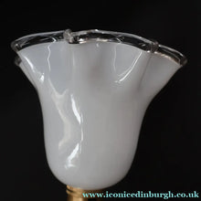 Load image into Gallery viewer, ART NOUVEAU Early 20th Century Brass Table Lamp with White Glass Shade. REWIRED

