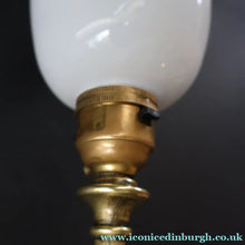 Load image into Gallery viewer, ART NOUVEAU Early 20th Century Brass Table Lamp with White Glass Shade. REWIRED

