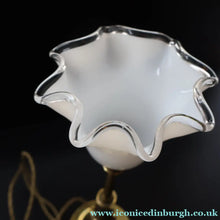 Load image into Gallery viewer, ART NOUVEAU Early 20th Century Brass Table Lamp with White Glass Shade. REWIRED

