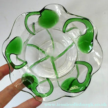 Load image into Gallery viewer, Edwardian Stuart Crystal Bowl with Green Tadpoles Peacock Trails
