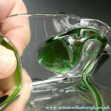 Load image into Gallery viewer, Edwardian Stuart Crystal Bowl with Green Tadpoles Peacock Trails

