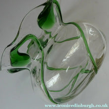 Load image into Gallery viewer, Edwardian Stuart Crystal Bowl with Green Tadpoles Peacock Trails
